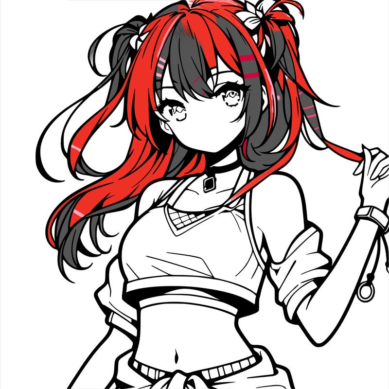 anime girl with crop top