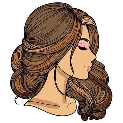 realistic woman's head & hair