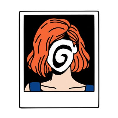 a polaroid portrait of swift's face cut off at the eyes