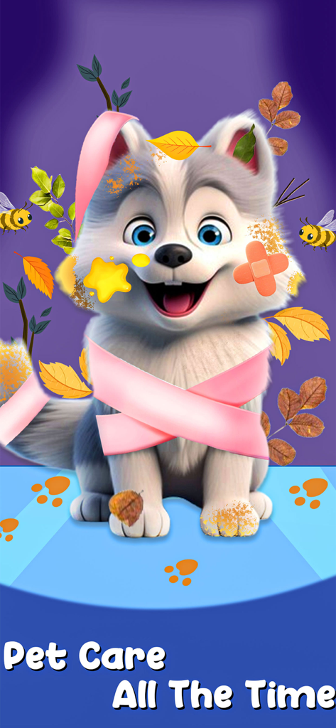 Pet Animal care Hospital - A cute injured husky puppy waiting for treatment in a pet animal care hospital simulation game