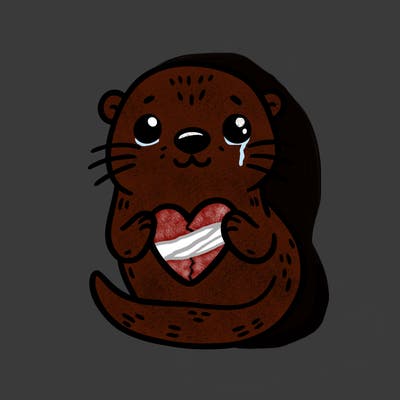 otter with a heart