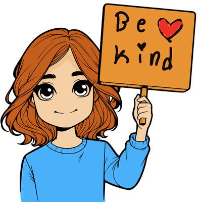 realistic girl holding up a sign