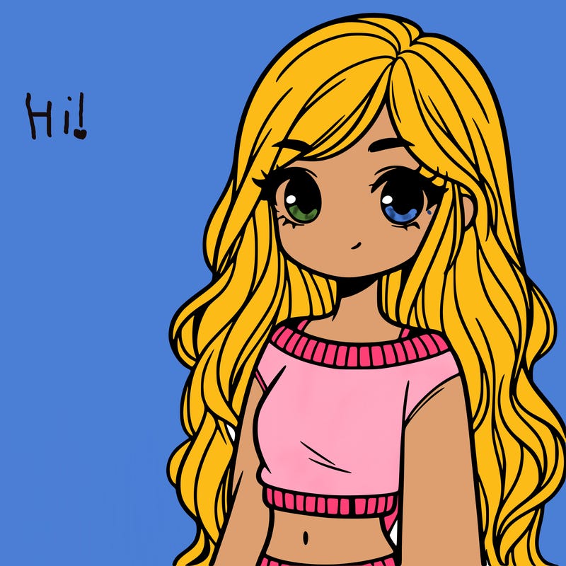 girl with long hair and a crop top with a sweater