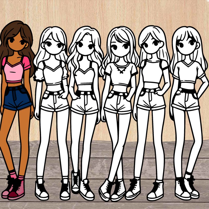 a group of girls wearing crop tops and shorts