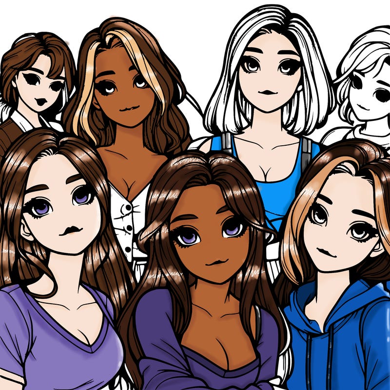 a group of realistic girls