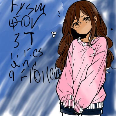 manga teen girl  in a sweater and baggy pants