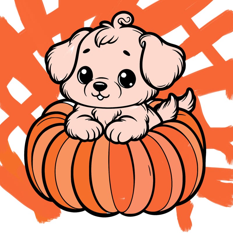 cute little puppy in a pumpkin