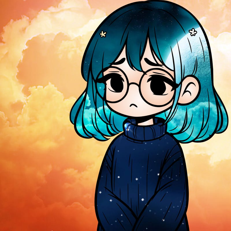sad girl with glasses in a sweater