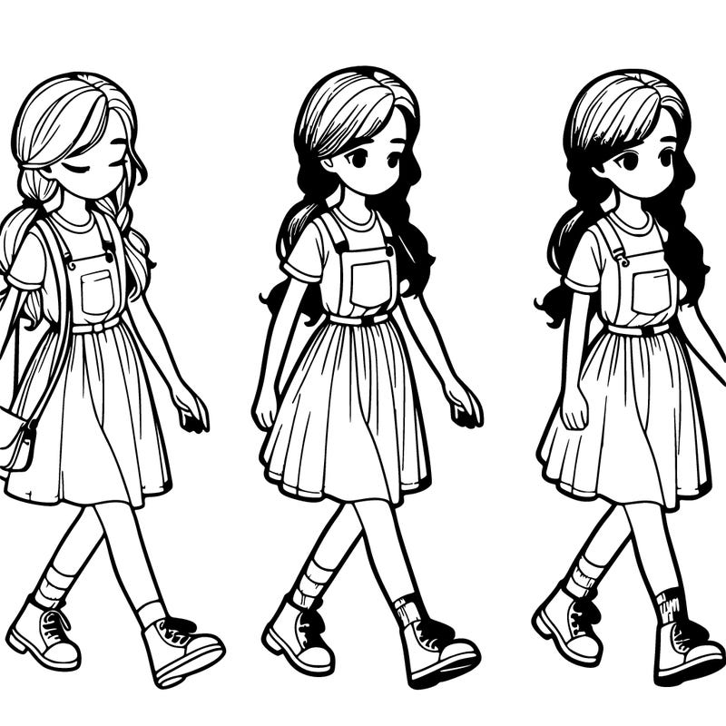 realistic girl walking around