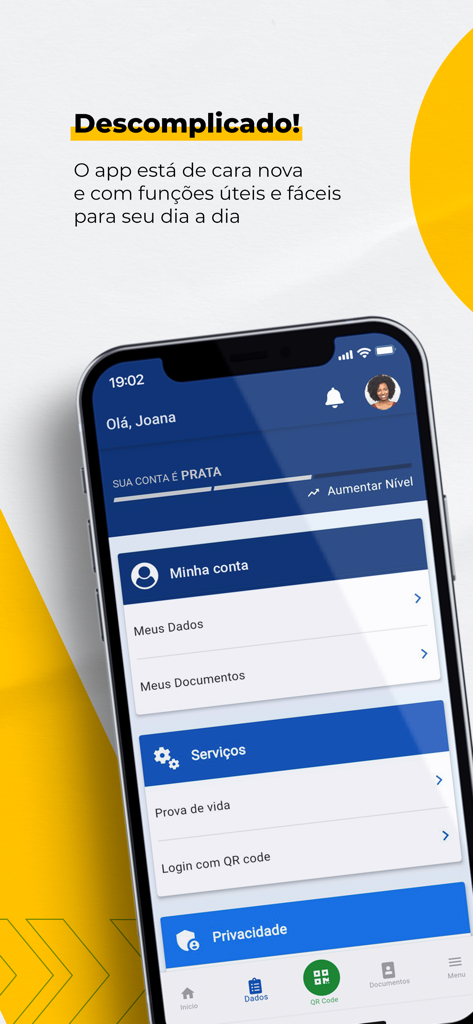 Interface of the gov.br app on an iPhone showing account services and digital documentation