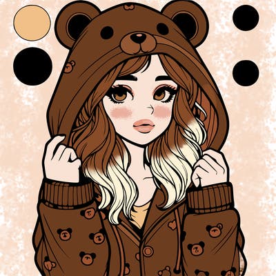 realistic girl in a animal pjs hoodie
