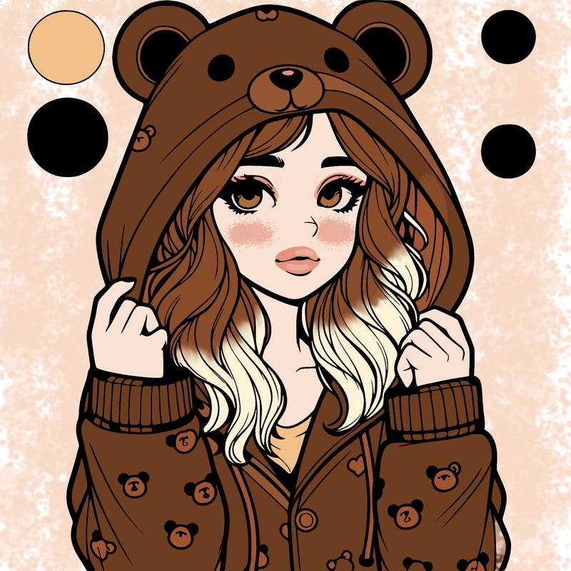realistic girl in a animal pjs hoodie