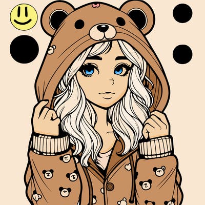 realistic girl in a animal pjs hoodie