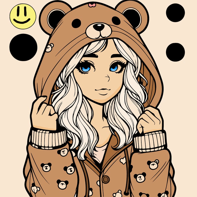 realistic girl in a animal pjs hoodie