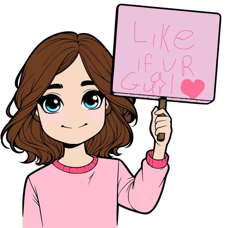 realistic girl holding up a sign