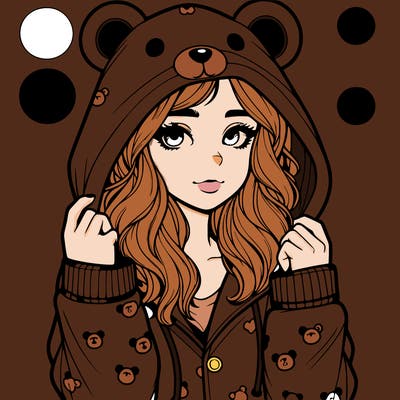 realistic girl in a animal pjs hoodie