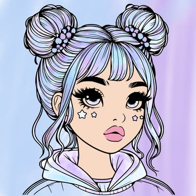 realistic girl with space buns