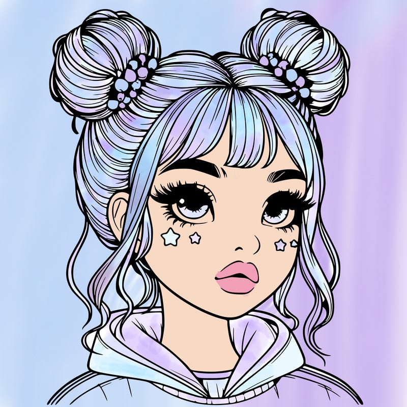 realistic girl with space buns