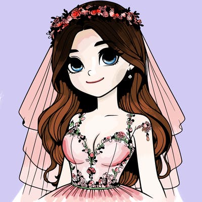 realistic girl in a wedding dress