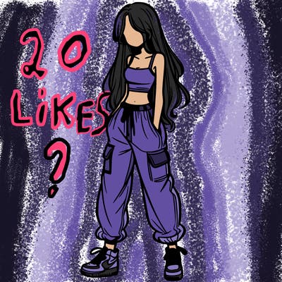 girl in baggy pants crop top and long hair