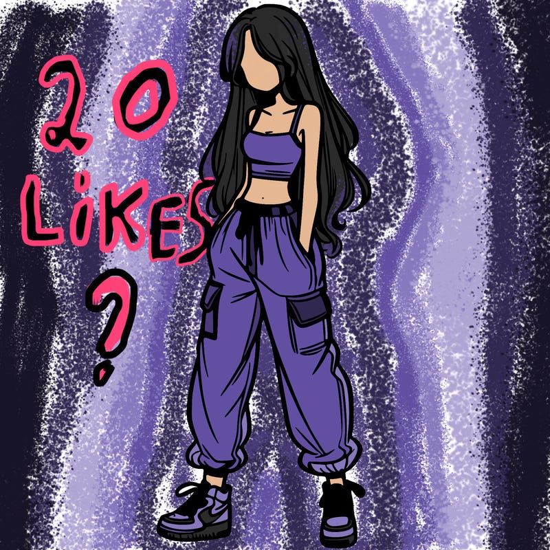 girl in baggy pants crop top and long hair