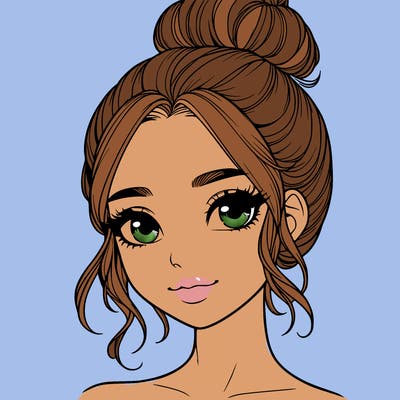 realistic pretty girl with hair in bun