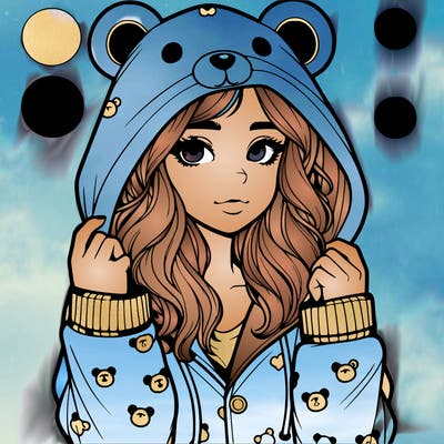 realistic girl in a animal pjs hoodie