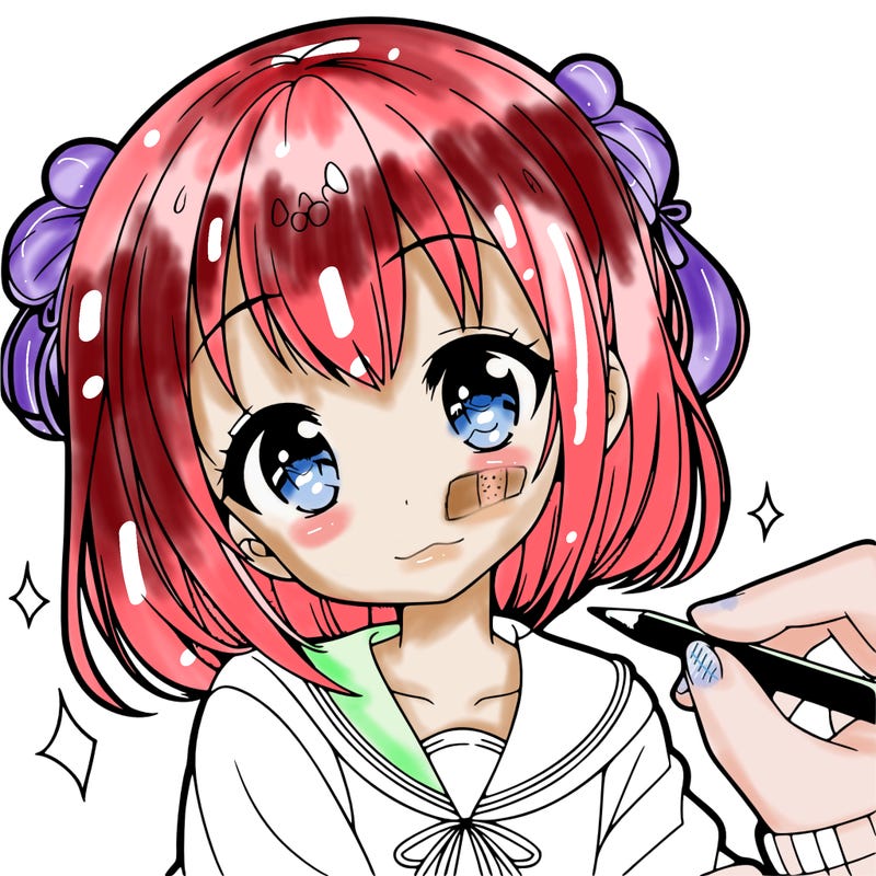 a cute anime girl drawing a drawing