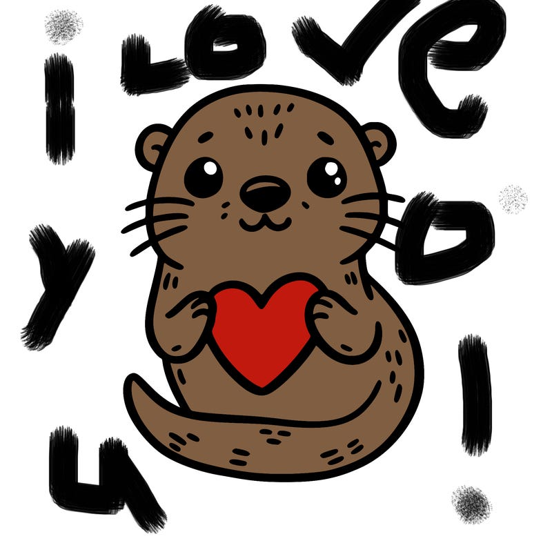 otter with a heart