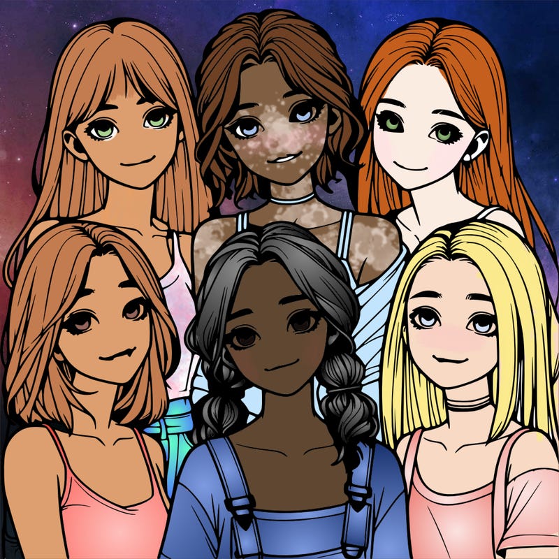 a group of girls realistic