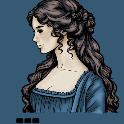 realistic regency era woman with hair down