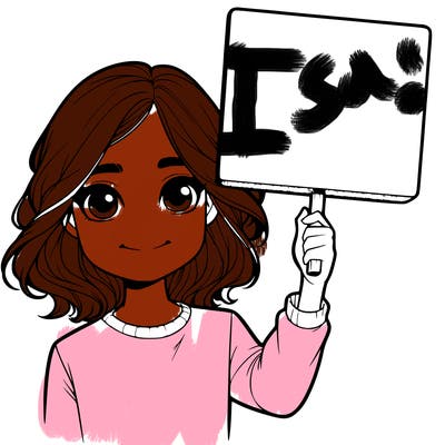 realistic girl holding up a sign