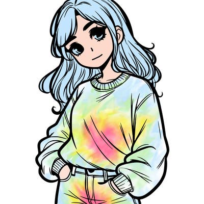 one very realistic girl wearing sweatshirt and jeans