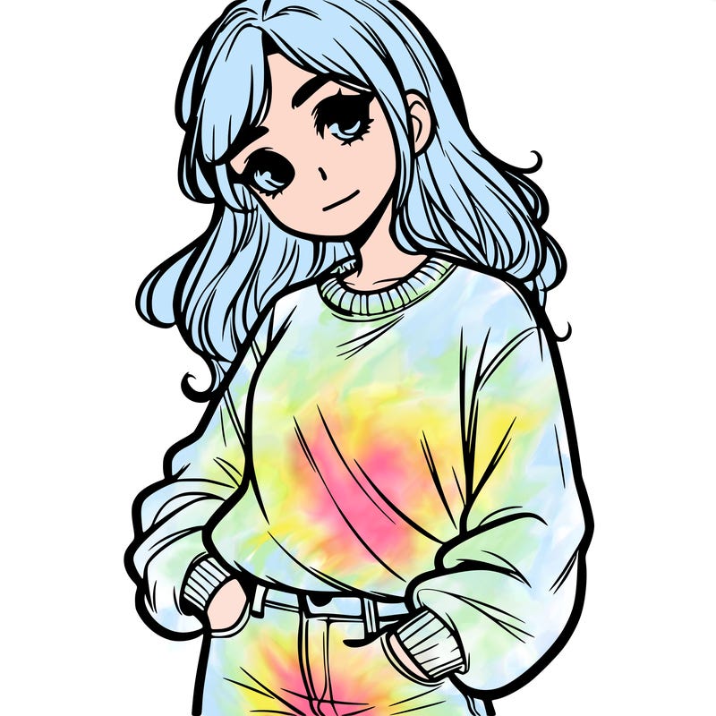 one very realistic girl wearing sweatshirt and jeans