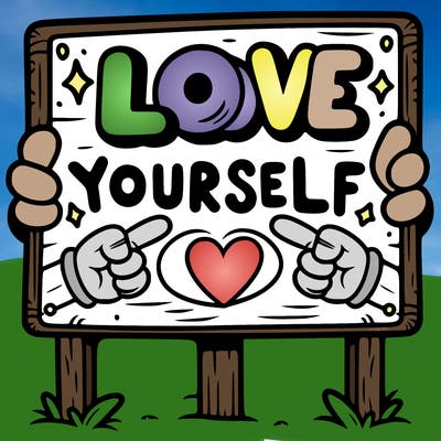 a sign where it is written: love yourself