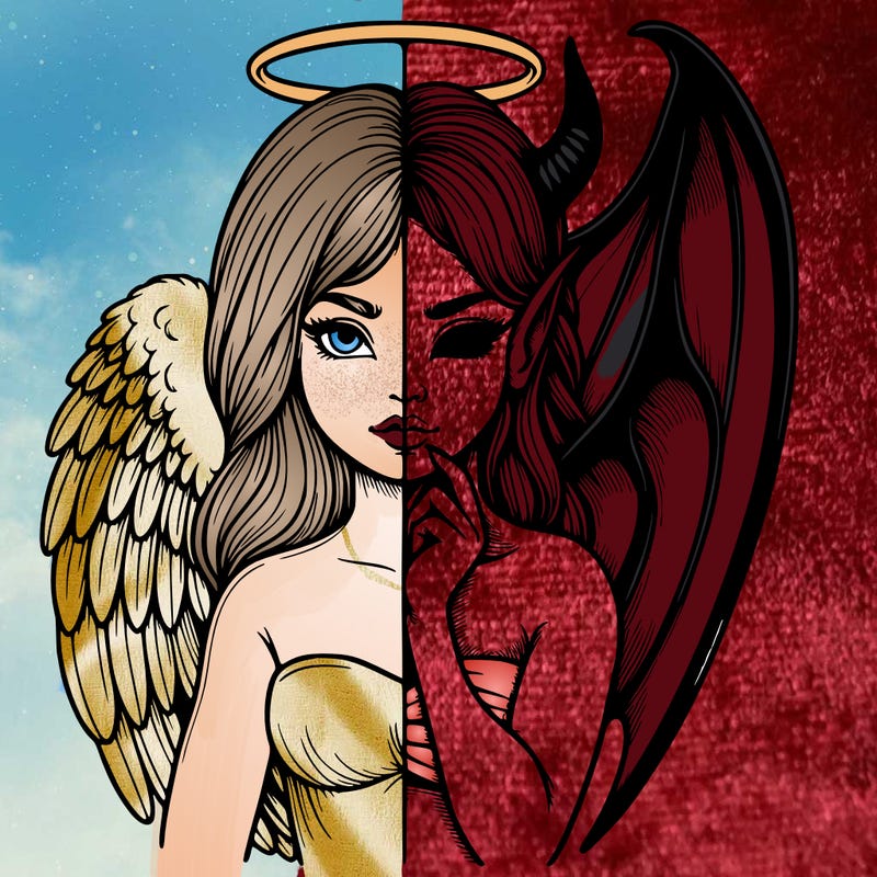 realistic angel half demon