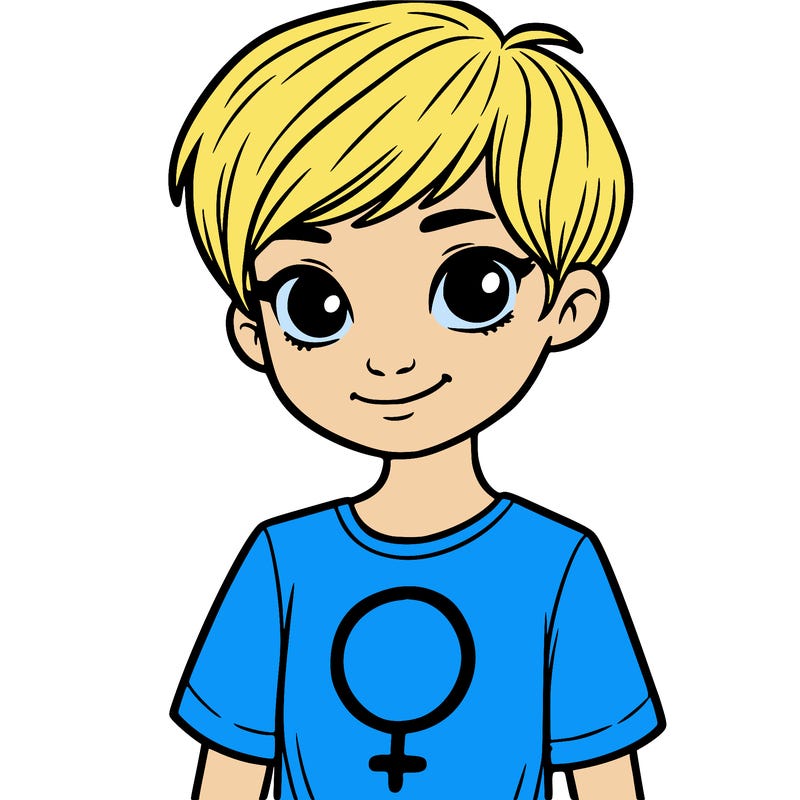 girl with pixie cut and feminist shirt