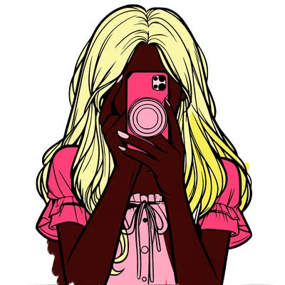 a realistic girl holding her phone taking pictures