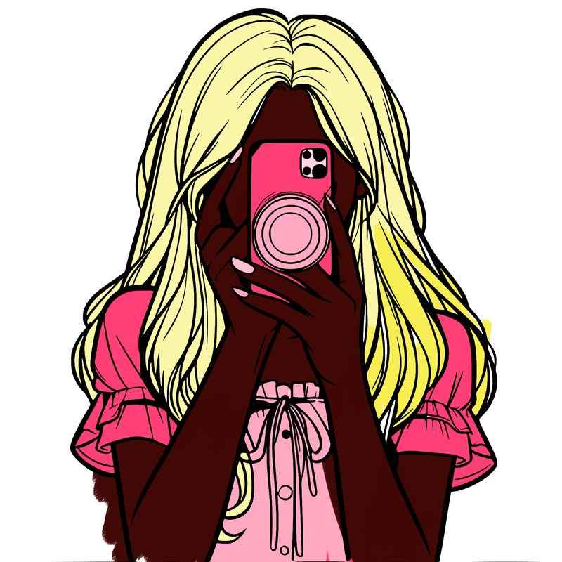 a realistic girl holding her phone taking pictures