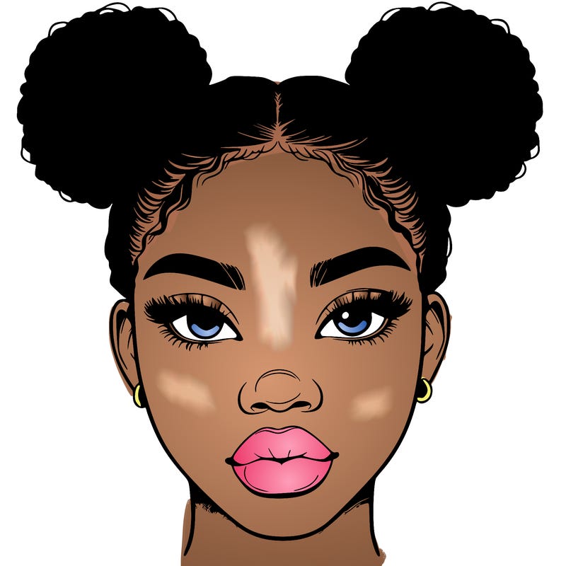realistic black woman with two buns