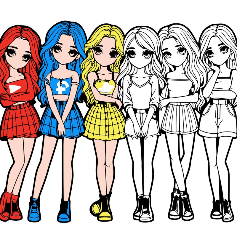 a group of girls realistic