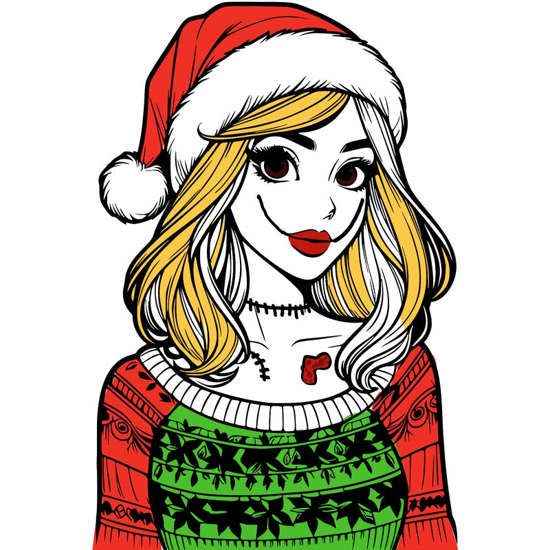 realistic lady in a christmas sweater