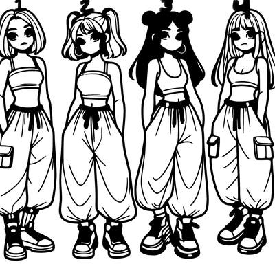 girls with crop top with baggy pants