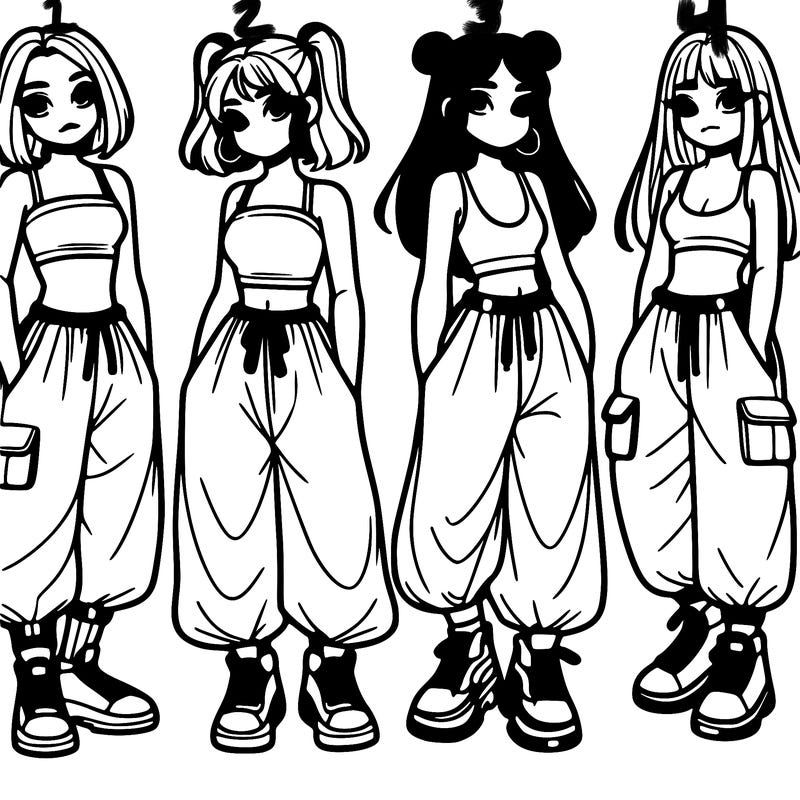 girls with crop top with baggy pants