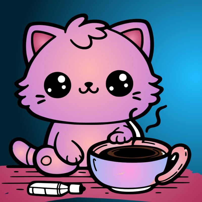 cat with coffee