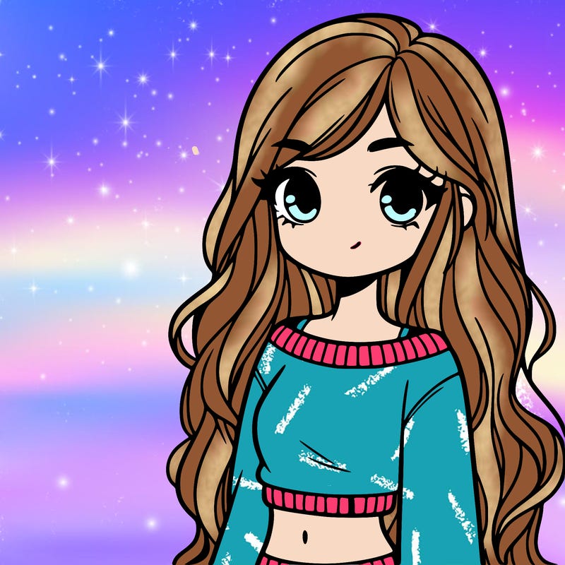 girl with long hair and a crop top with a sweater