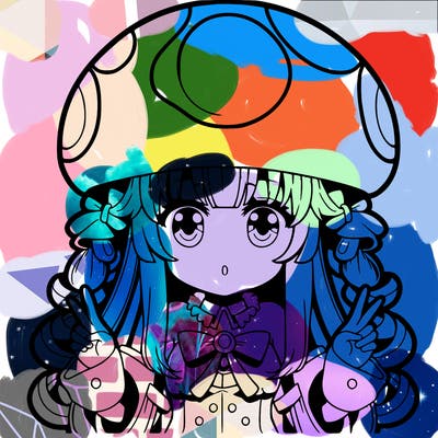 anime girl with mushroom hat