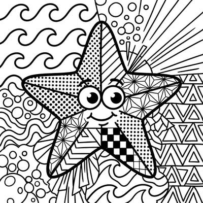 Discover a cheerful coastal starfish coloring page bursting with vibrant Pop Art patterns and oceanic flair. This fun and engaging design is perfect for adding a splash of retro-modern creativity to your day.