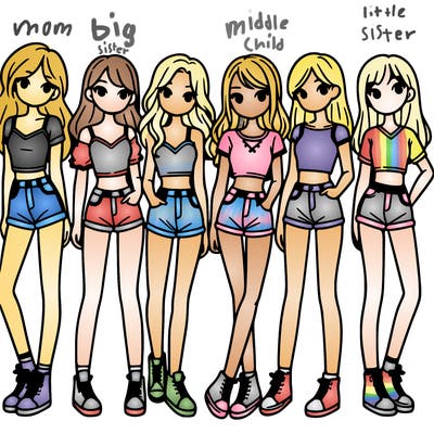 a group of girls wearing crop tops and shorts