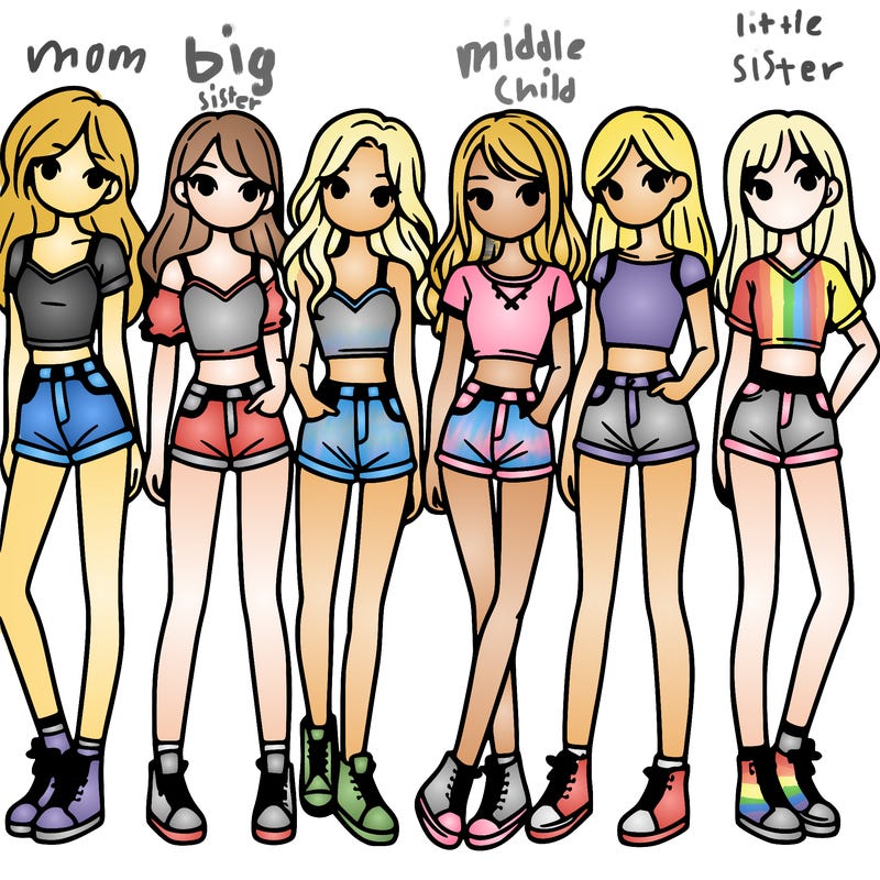 a group of girls wearing crop tops and shorts